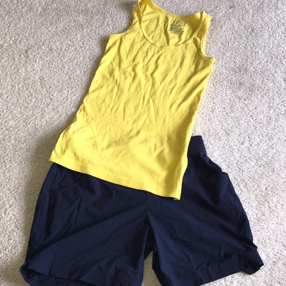 Yellow Tank Tops with Navy Shorts